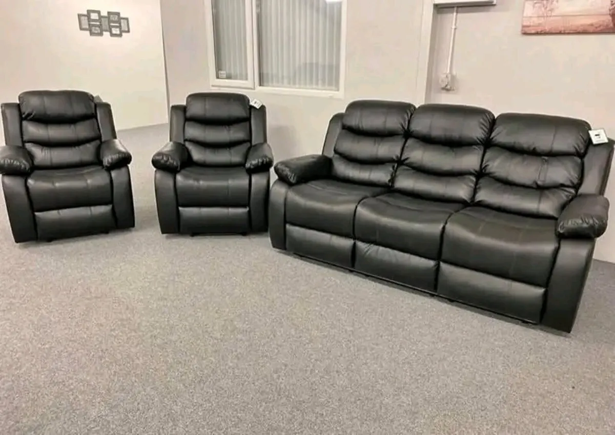 Roma 3+1+1 Manual Leather Recliner Sofa Set - Image 3