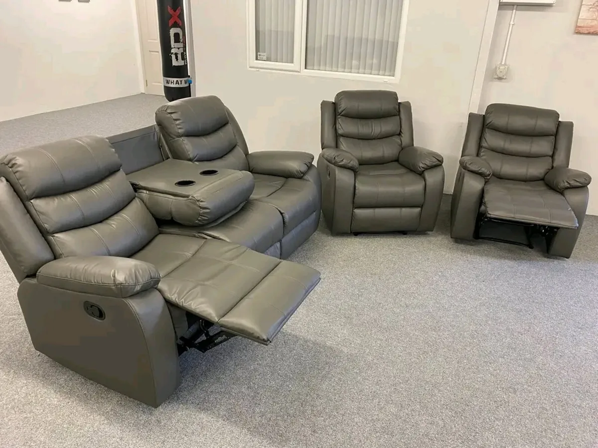Roma 3+1+1 Manual Leather Recliner Sofa Set - Image 2