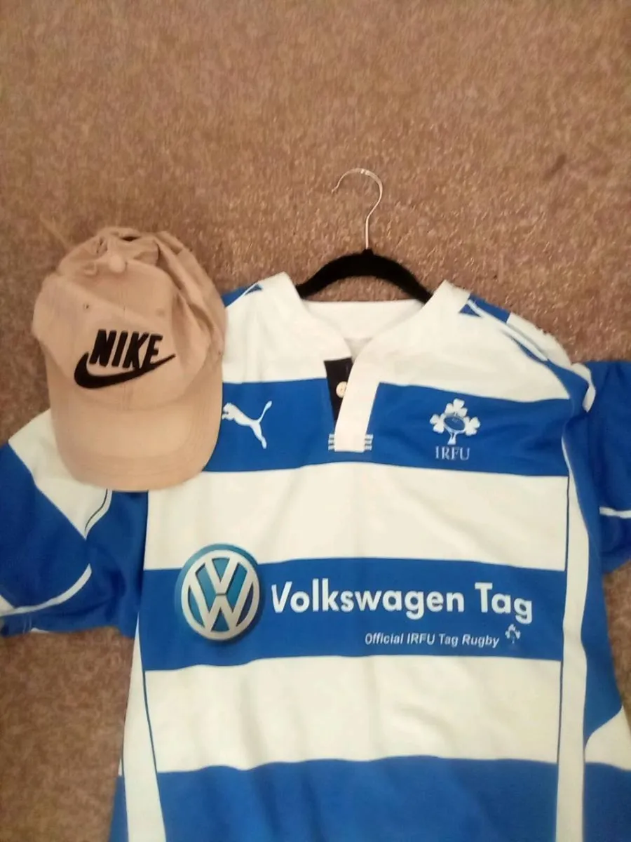 LARGE.  RUGBY.  JERSEY.  AND.  NIKE. HAT - Image 1