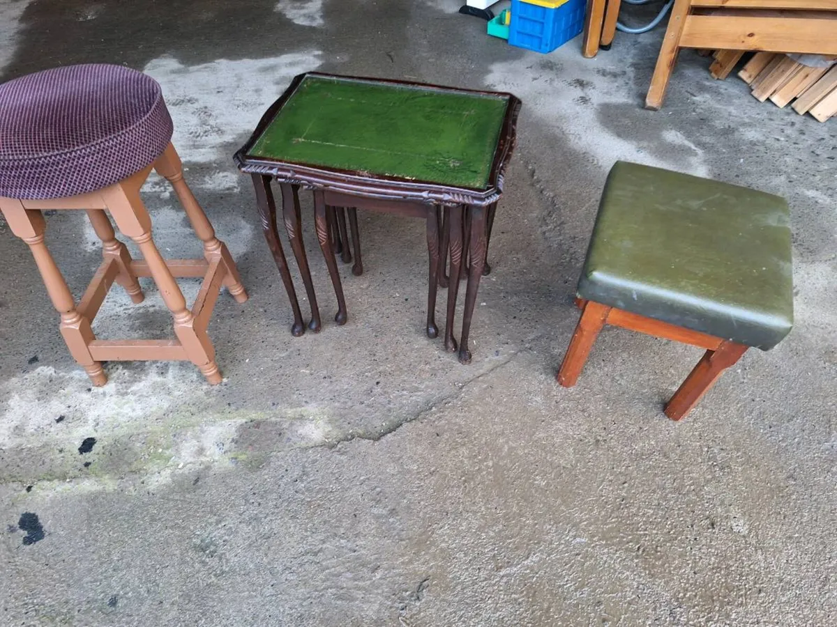 Vintage stools and nest of tables (DELIVERY) - Image 1