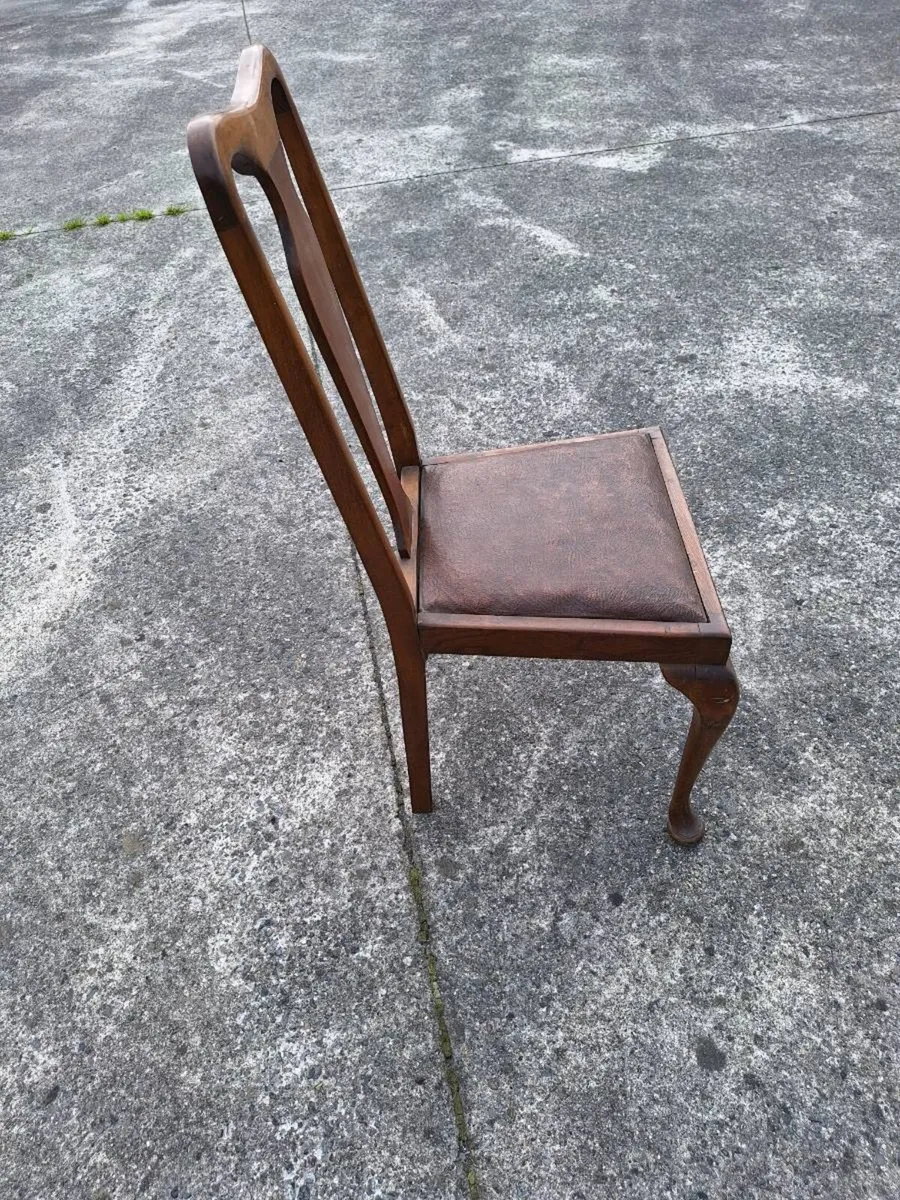Vintage chair with brown leather seat - Image 2