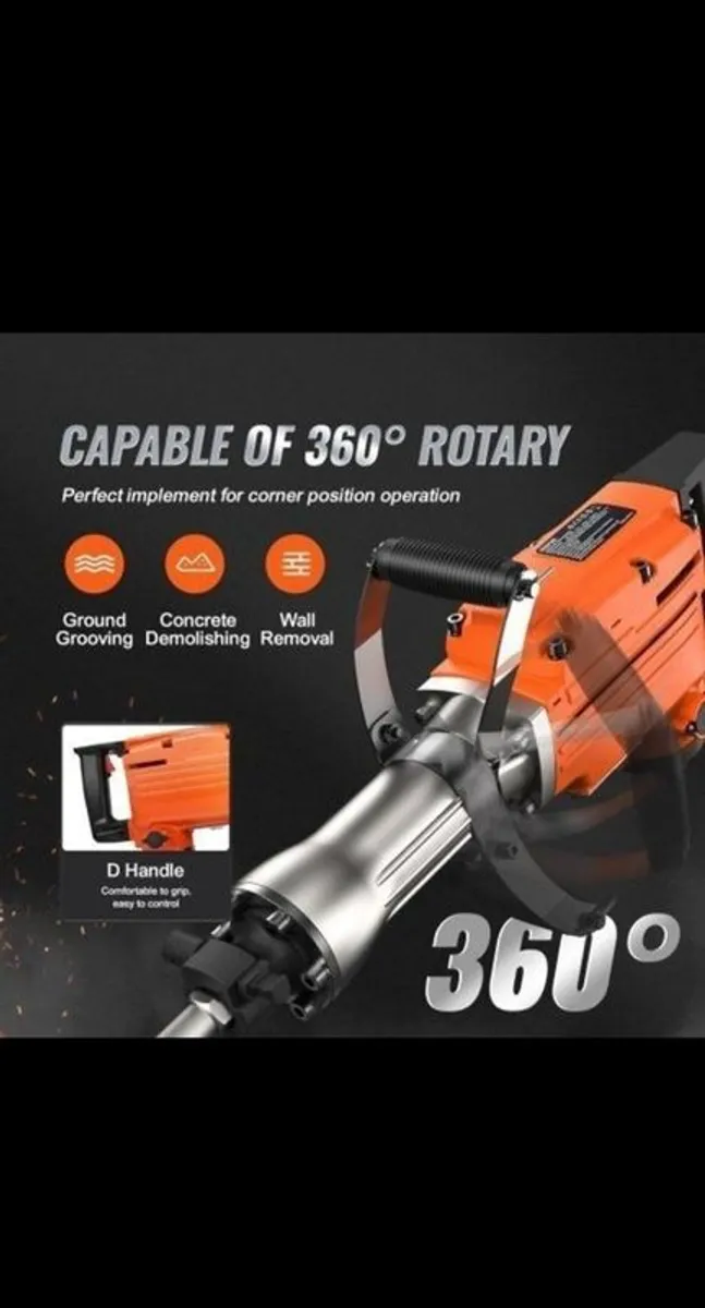 Jack Hammer Demolition Concrete Breaker Electric Hammer 4 Chisel Bits - Image 3