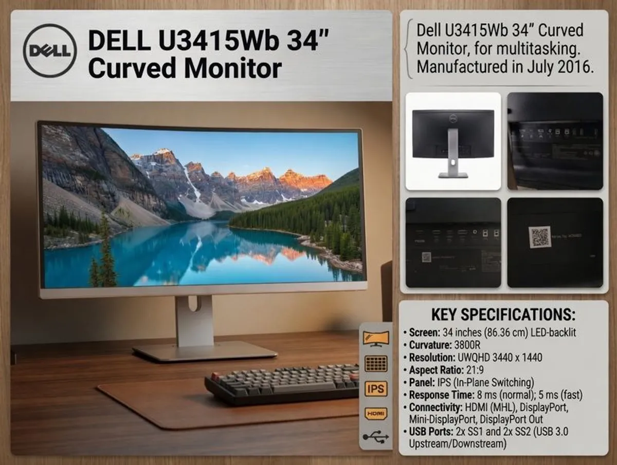 Dell U3415Wb 34" Curved Monitor