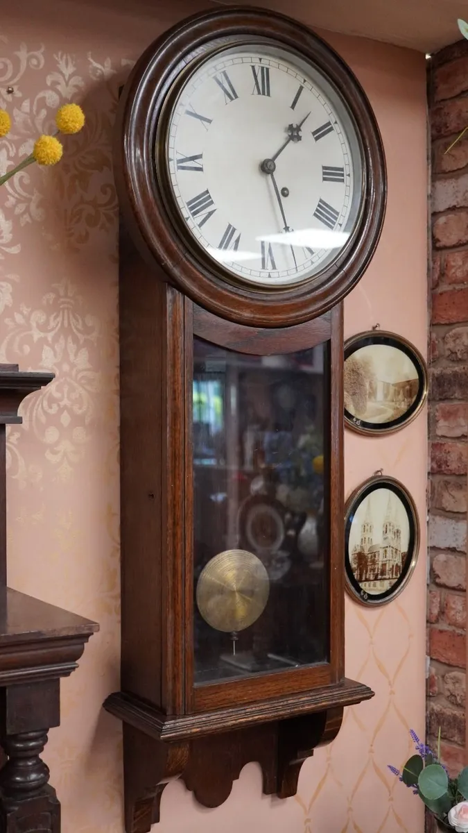 Victorian Oak Wall Clock - Image 3