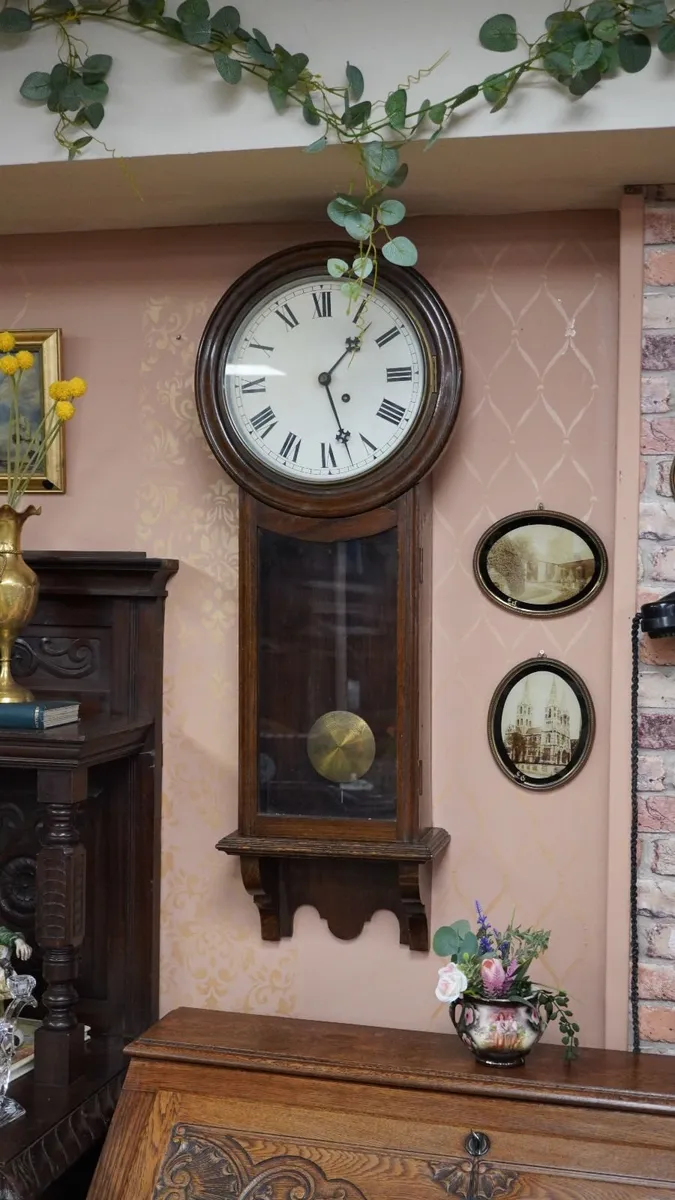 Victorian Oak Wall Clock - Image 2