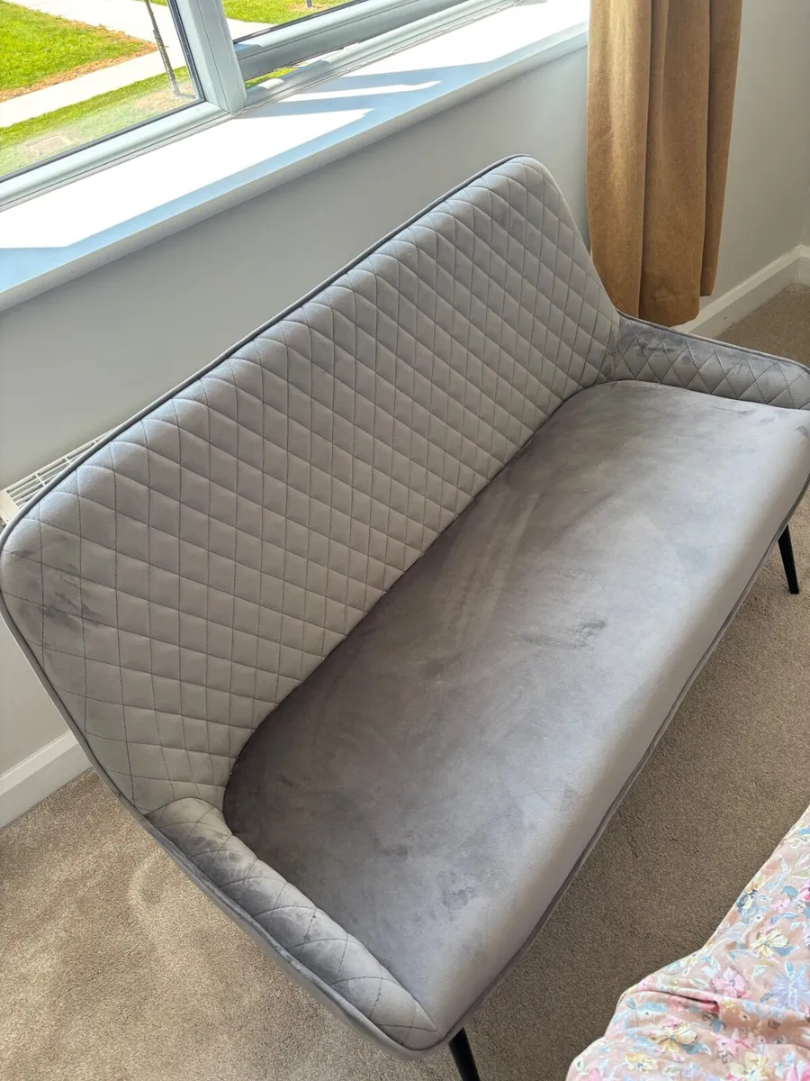 Next Velvet dining bench (grey) - Image 1