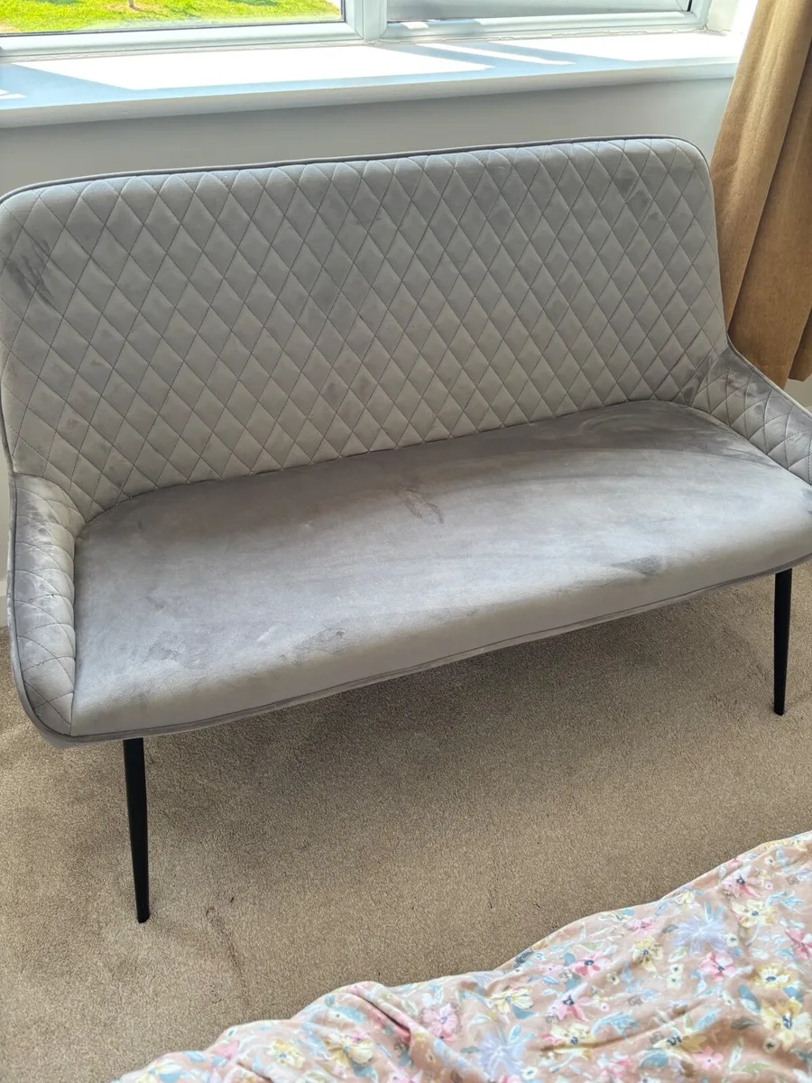 Next Velvet dining bench (grey) - Image 2