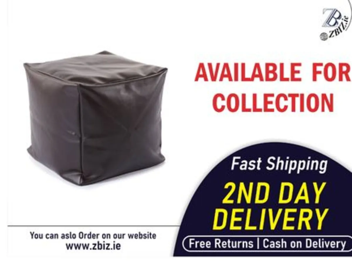Bean Bag Unfilled Ottoman Footstool Cover Brown - Image 1
