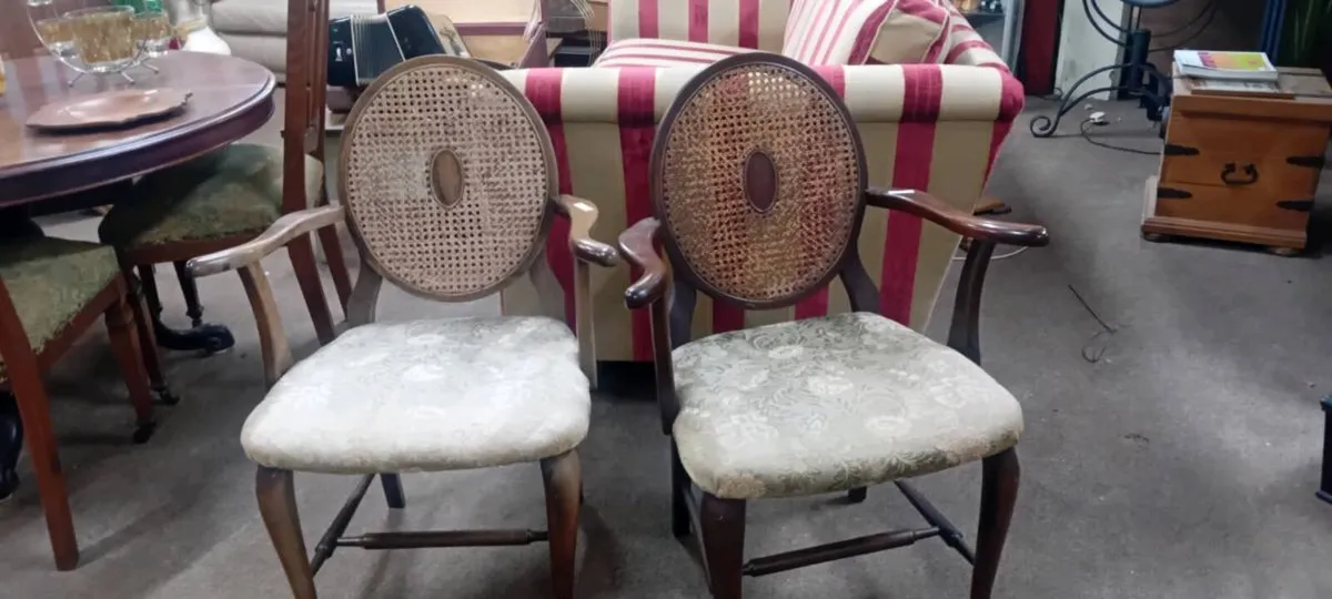 Pair If Edwardian Bergere Back Chairs - Image 1