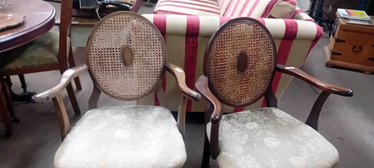 Pair If Edwardian Bergere Back Chairs - Image 2