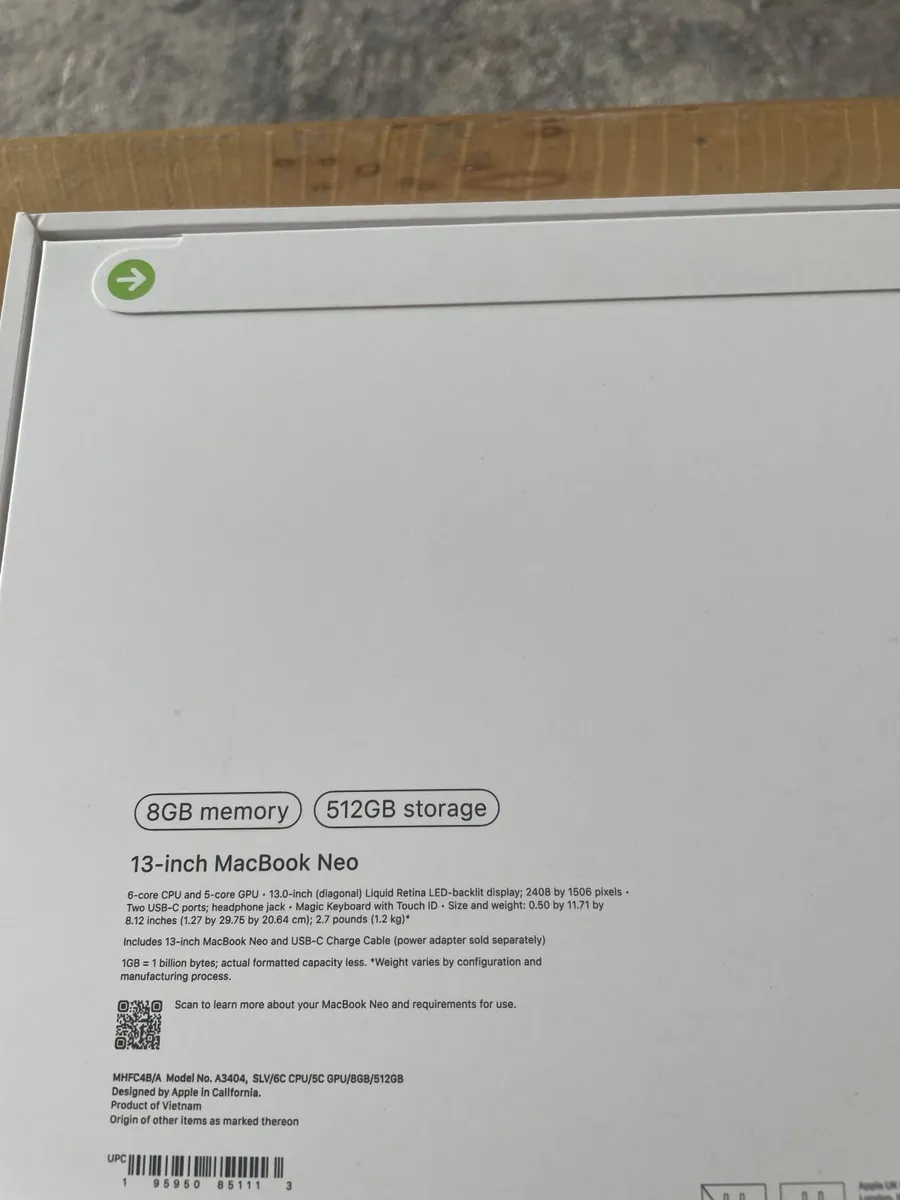 Apple Macbook Neo 512GB Silver - Brand New Sealed - Image 2