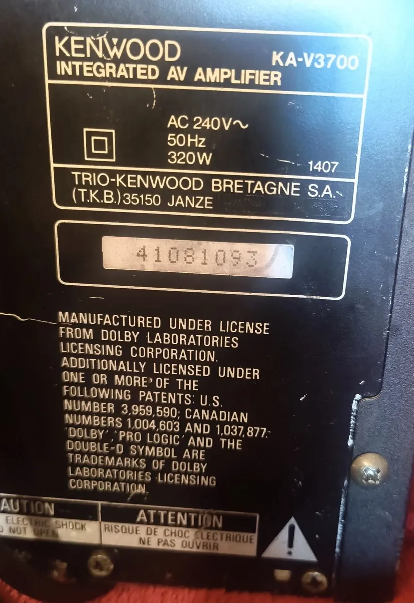 Kenwood KA-V3700 Integrated AV Amplifier - Image 3