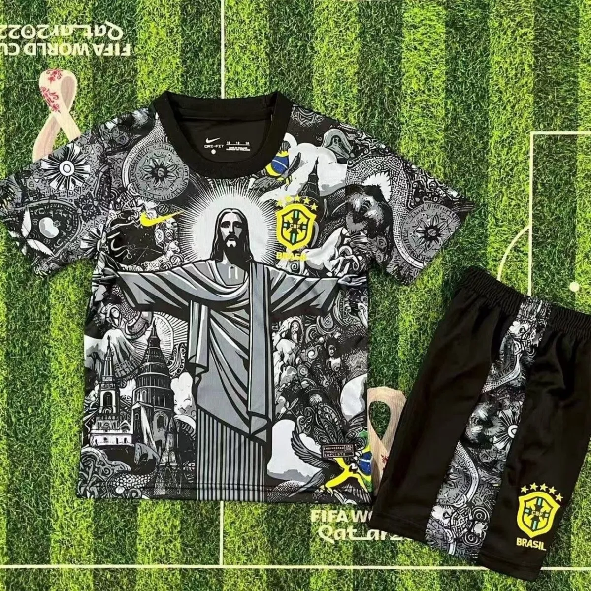 Brazilian kids soccer kit shirt and shorts - Image 2