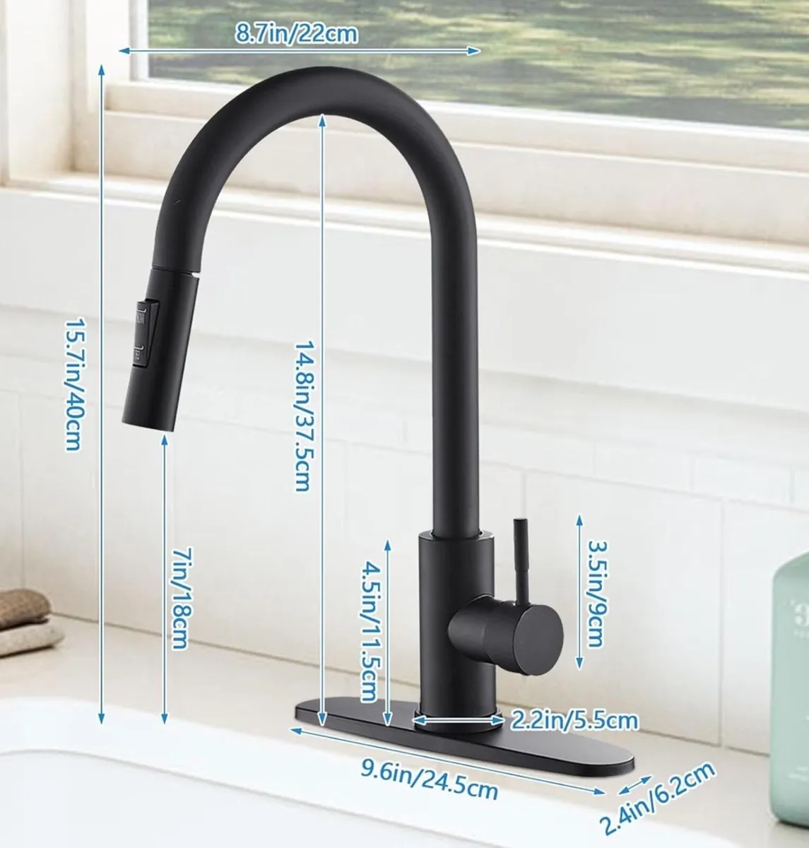 Black stainless steel kitchen tap NEW - Image 2