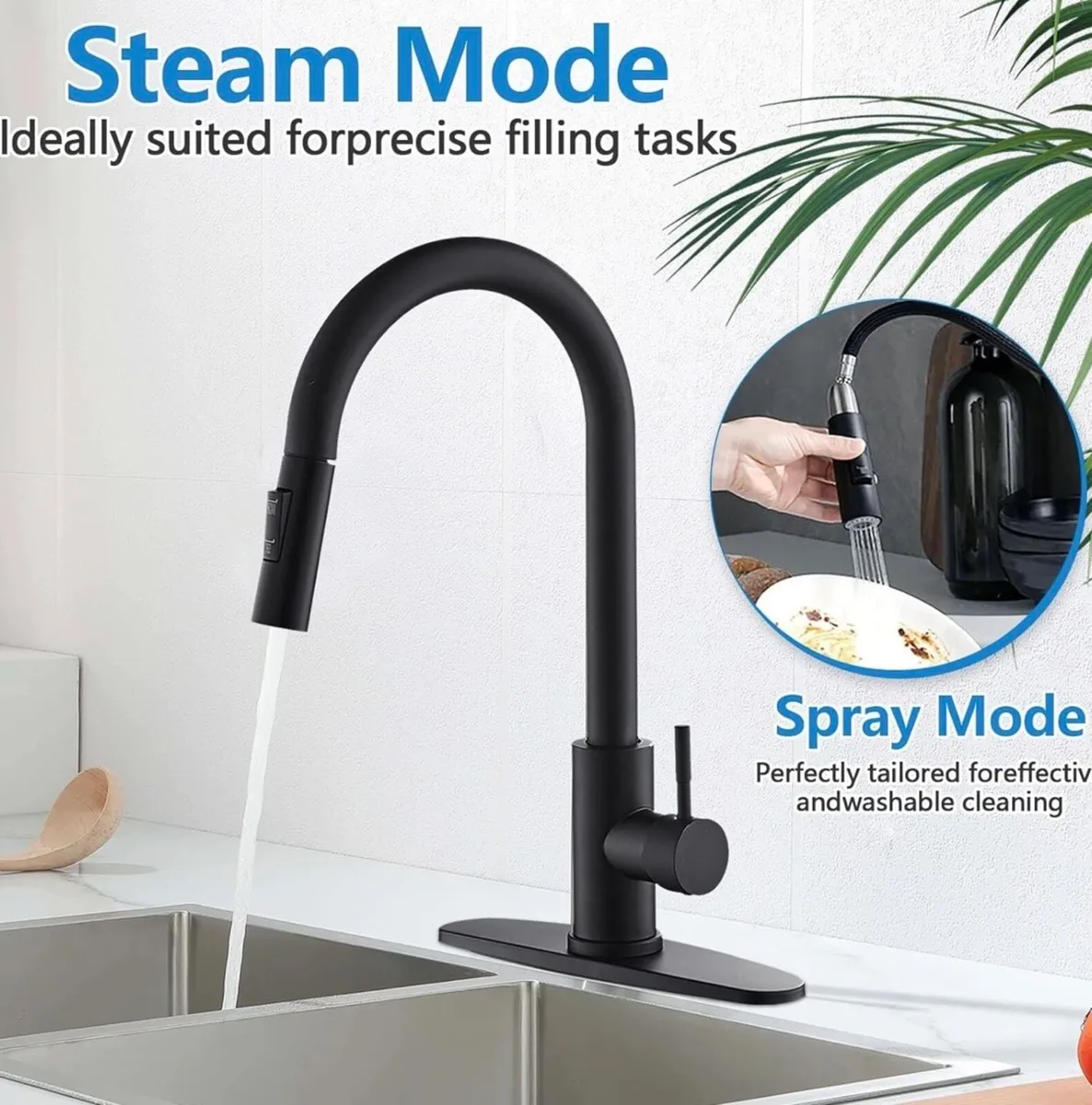 Black stainless steel kitchen tap NEW - Image 3