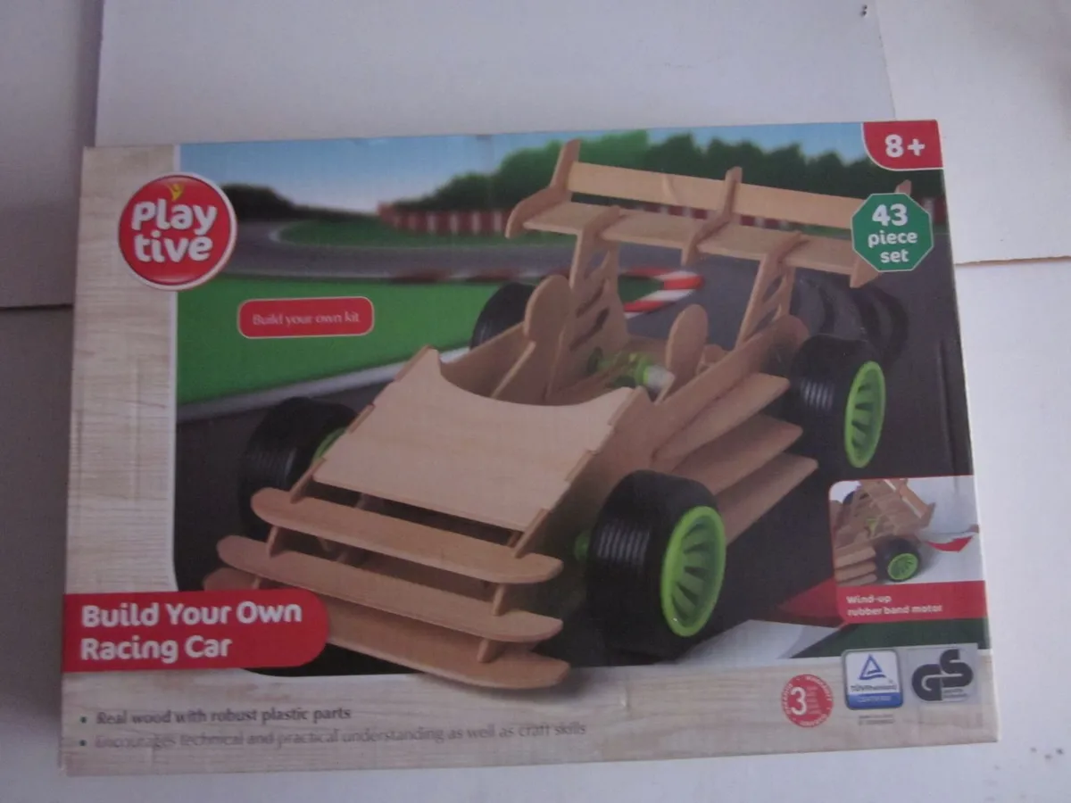 Playtive Wooden Race Car Model Kit 43 Pieces - NEW - Image 1