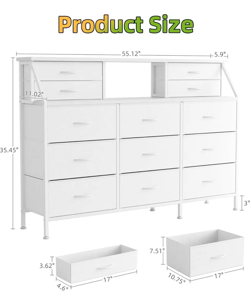 Dresser for Bedroom with 13 Drawers, 55” Wide Ches - Image 3