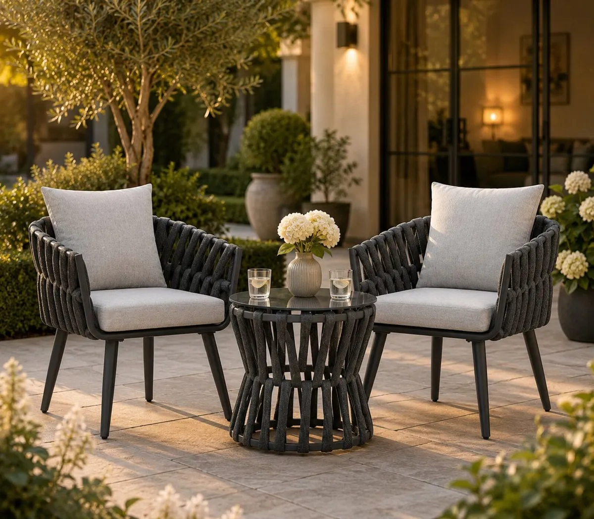 Luxury Rope Design Garden Furniture Set – 3 Piece - Image 1