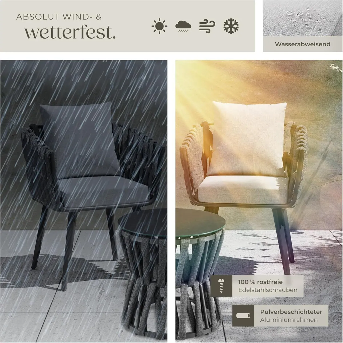 Luxury Rope Design Garden Furniture Set – 3 Piece - Image 4