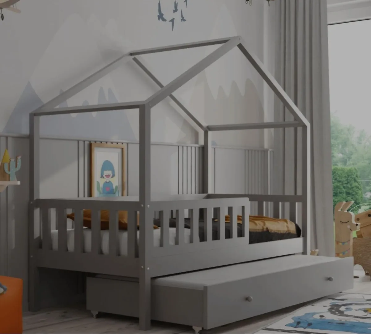 Kids Children Toddler Single Double Bed House - Image 4
