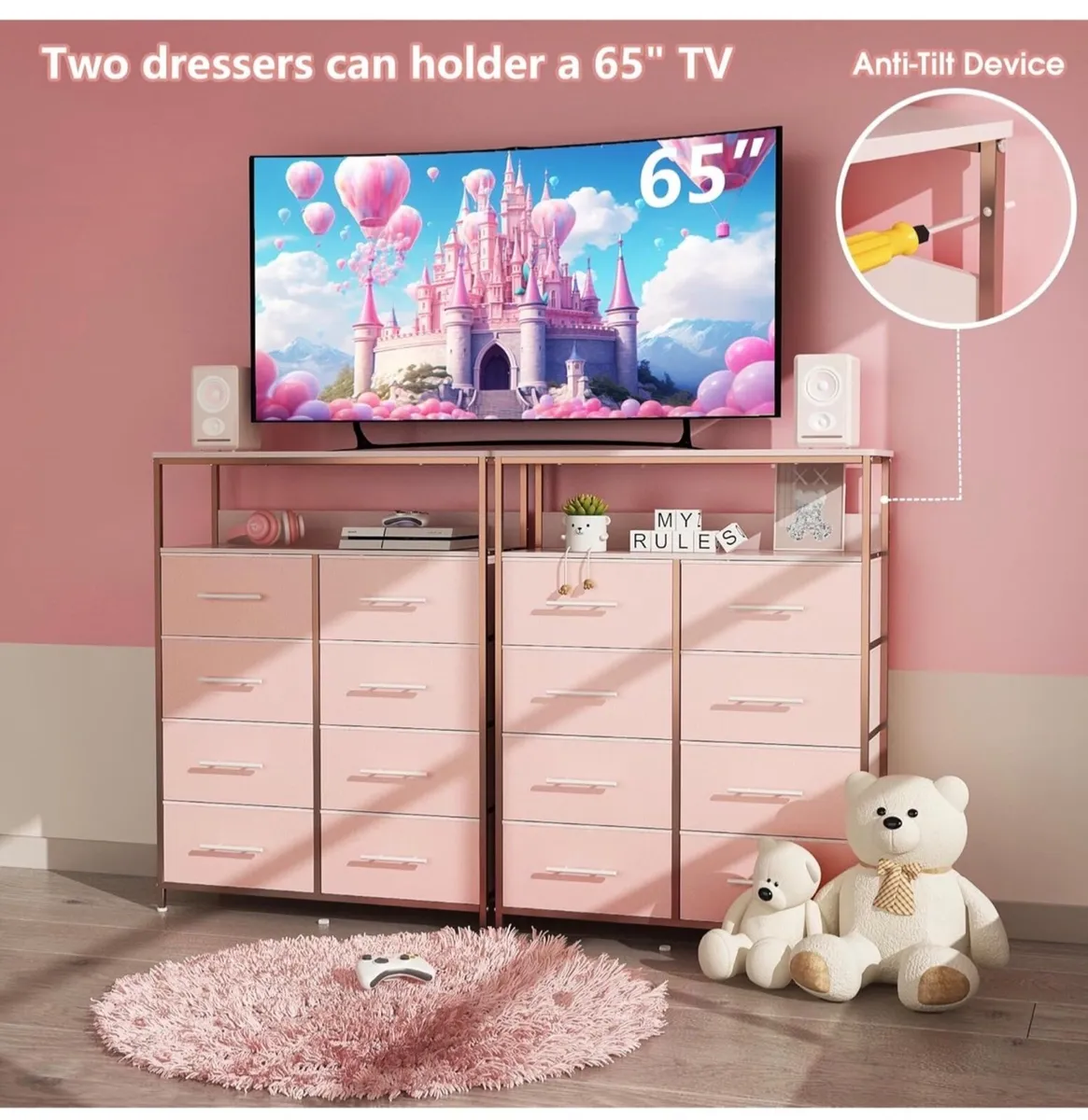 Chest of Drawers, Dresser for Bedroom with 8 Fabri - Image 3