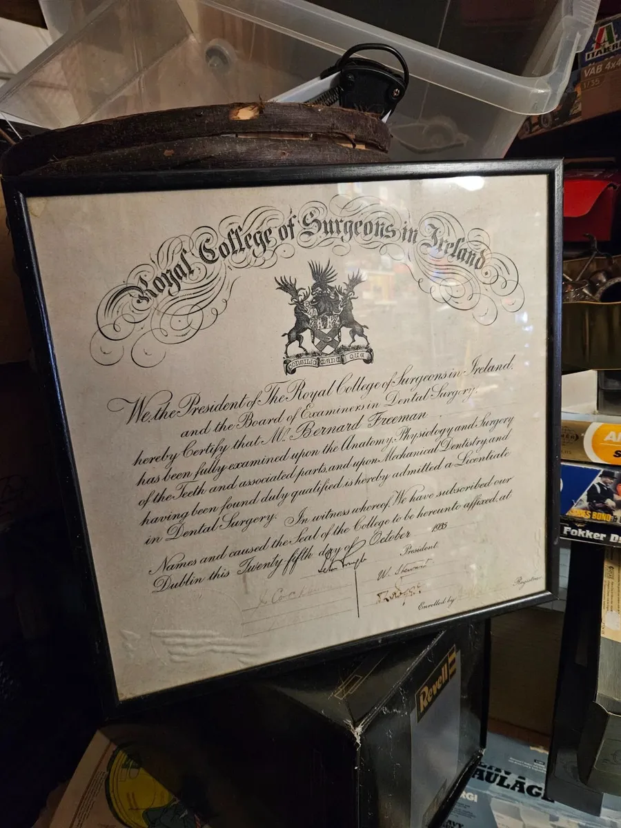 Vintage Certificate Royal College of Surgeons Irel - Image 1