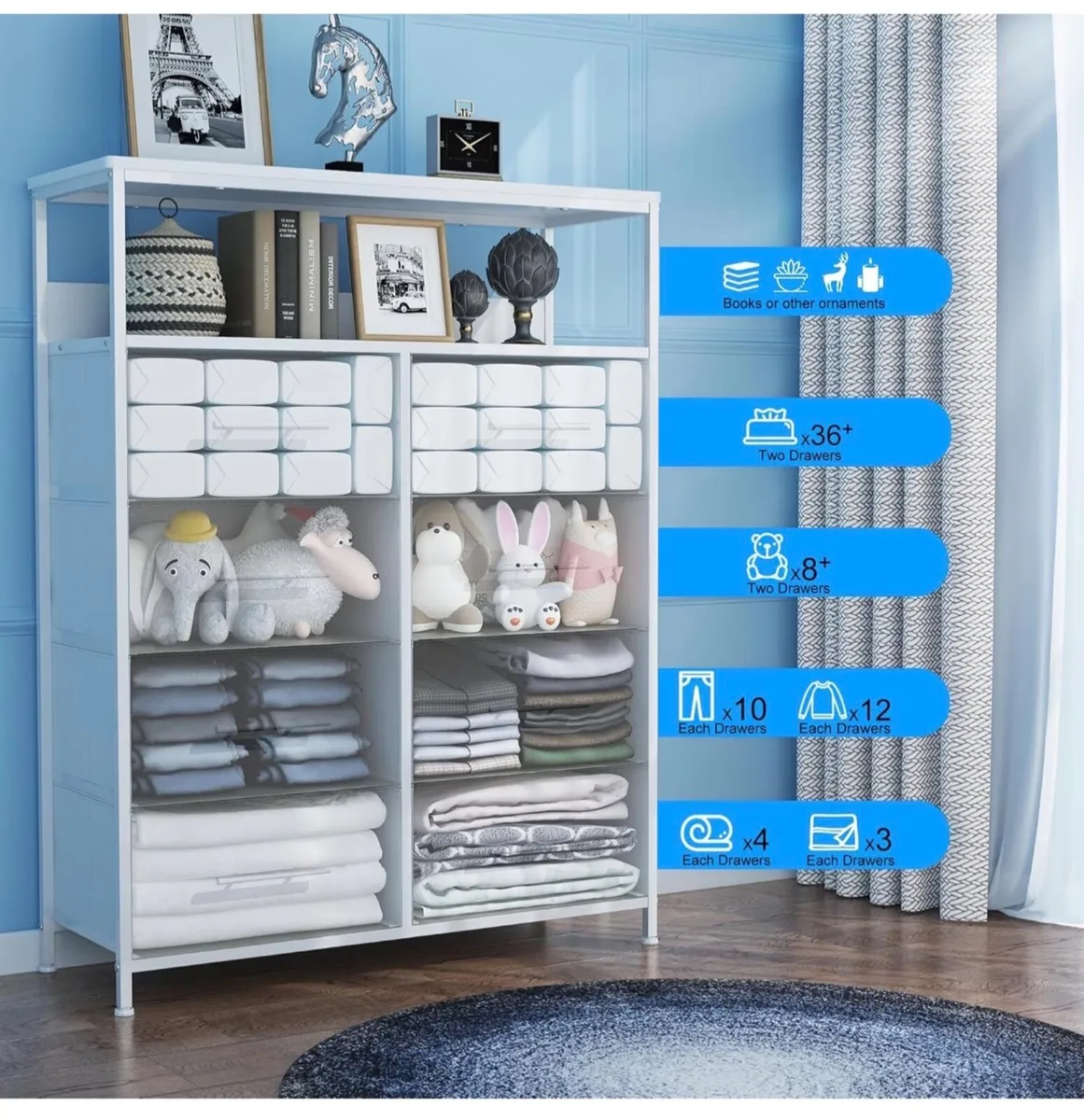 Chest of Drawers, Dresser for Bedroom with 8 Fabri - Image 4