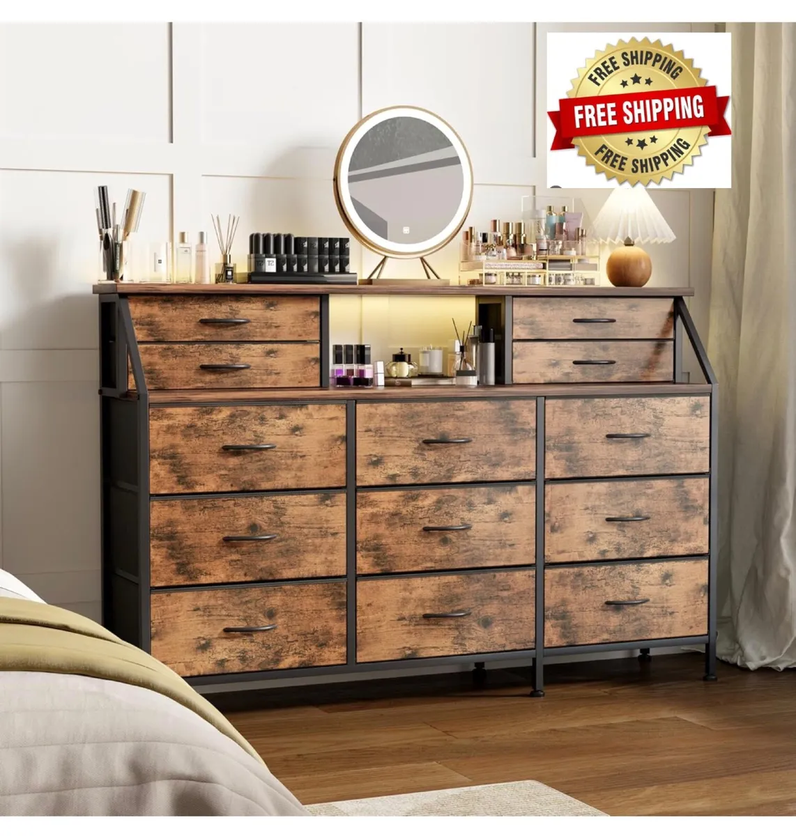 Dresser for Bedroom with 13 Drawers, 55” Wide Ches - Image 1
