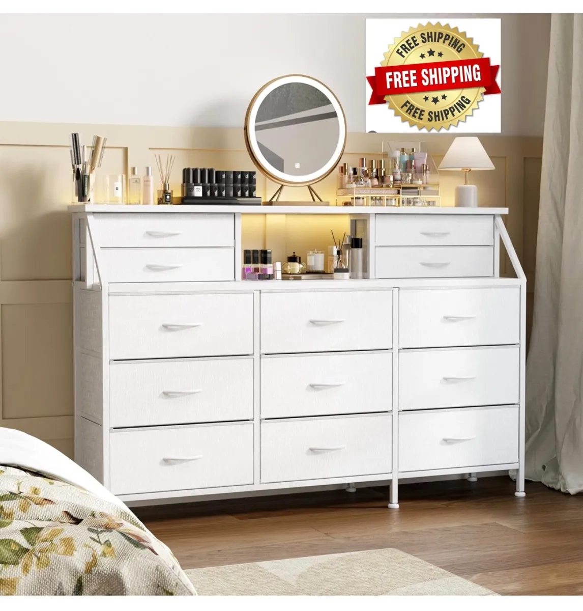 Dresser for Bedroom with 13 Drawers, 55” Wide Ches - Image 1