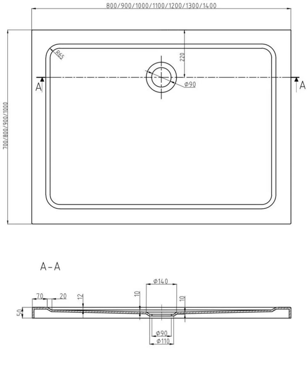 Bathroom Shower Tray 120x90cm - Image 4