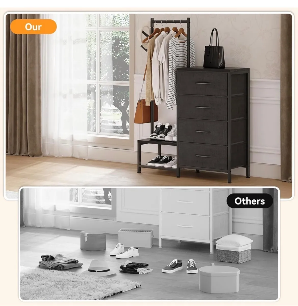 3 in 1 Chest of Drawers Bedroom, Including 4 Fabri - Image 3