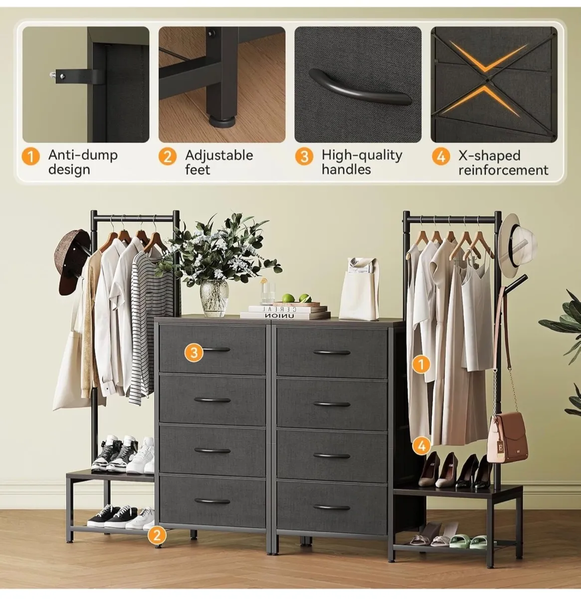 3 in 1 Chest of Drawers Bedroom, Including 4 Fabri - Image 4