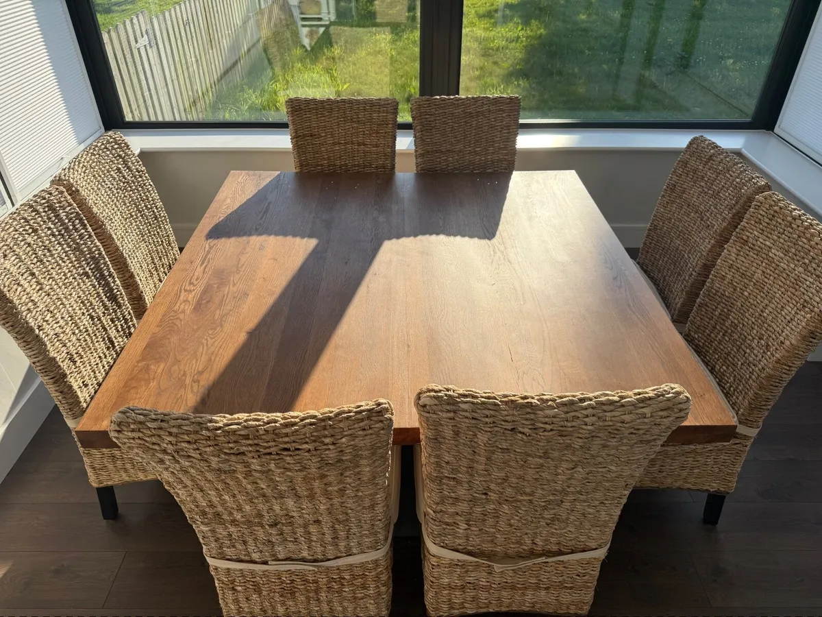 Dining room 150cm square table and 8 chairs - Image 4
