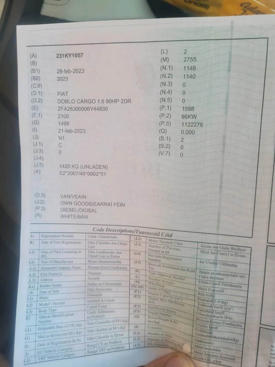 231 Fiat doblo business model 1.6 ,tbelt broken - Image 4