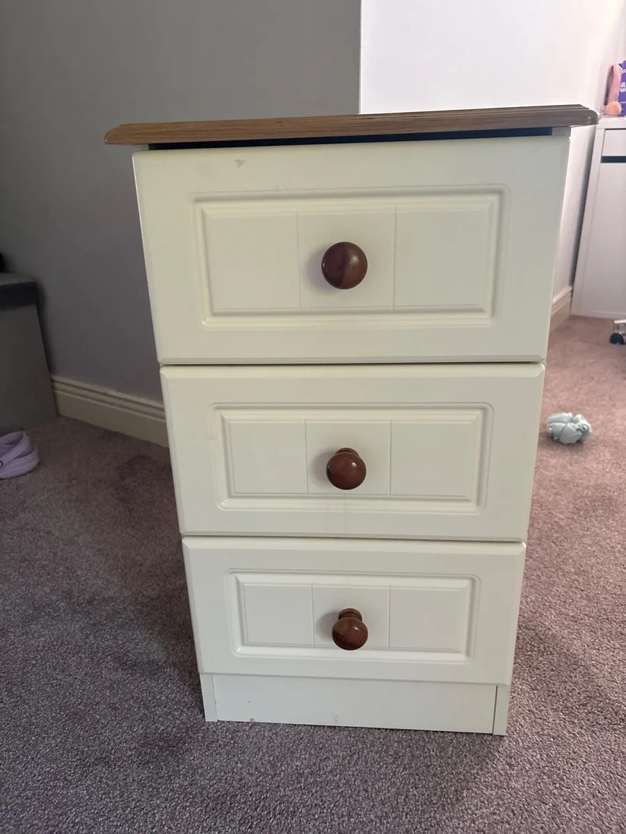 Brown and Cream Bedside Drawers - Image 2