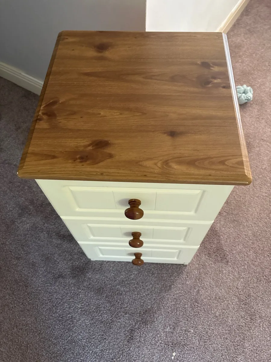 Brown and Cream Bedside Drawers - Image 1