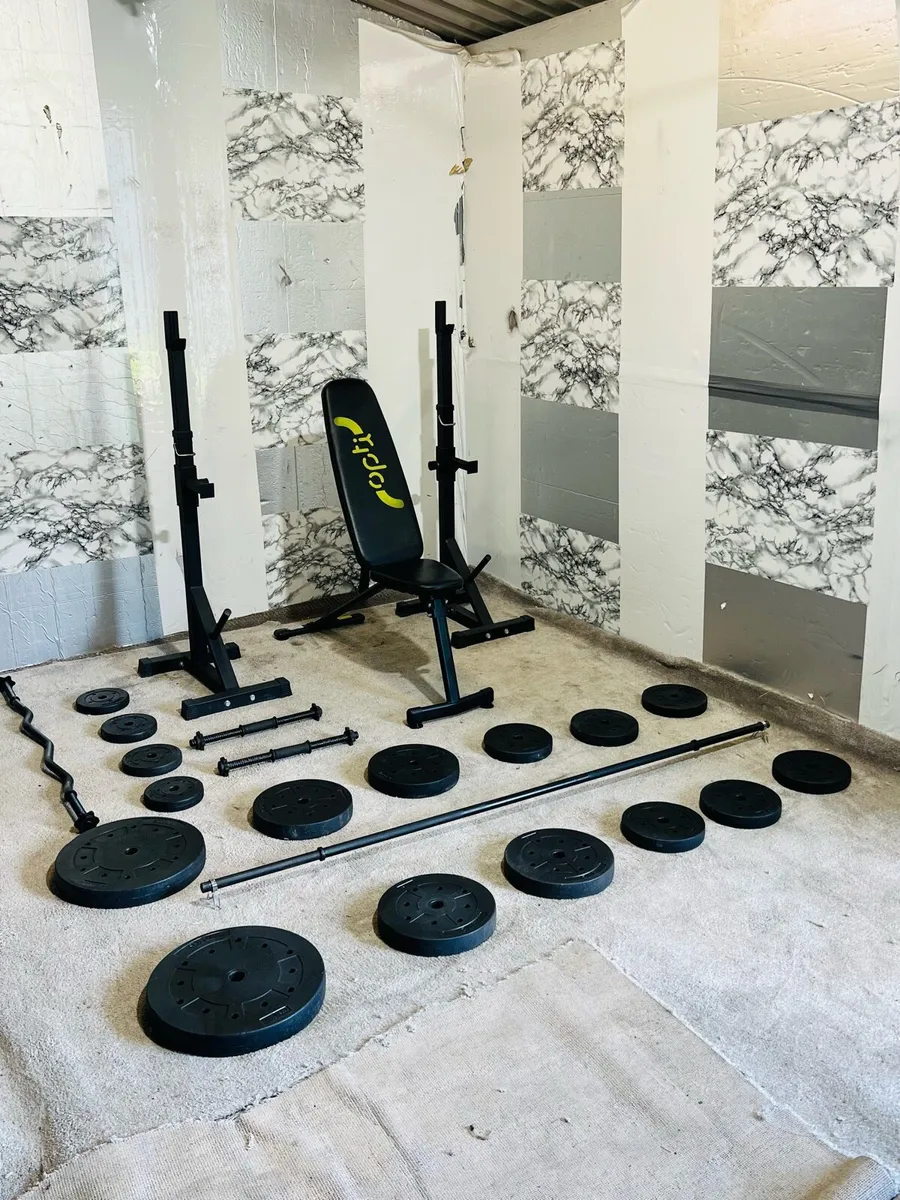 WEIGHTS ADJUSTABLE RACK BENCH DUMBBELLS BAR - Image 3