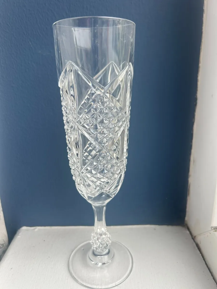 Vintage Cut Crystal Champagne Flutes (Set of 6) - Image 1