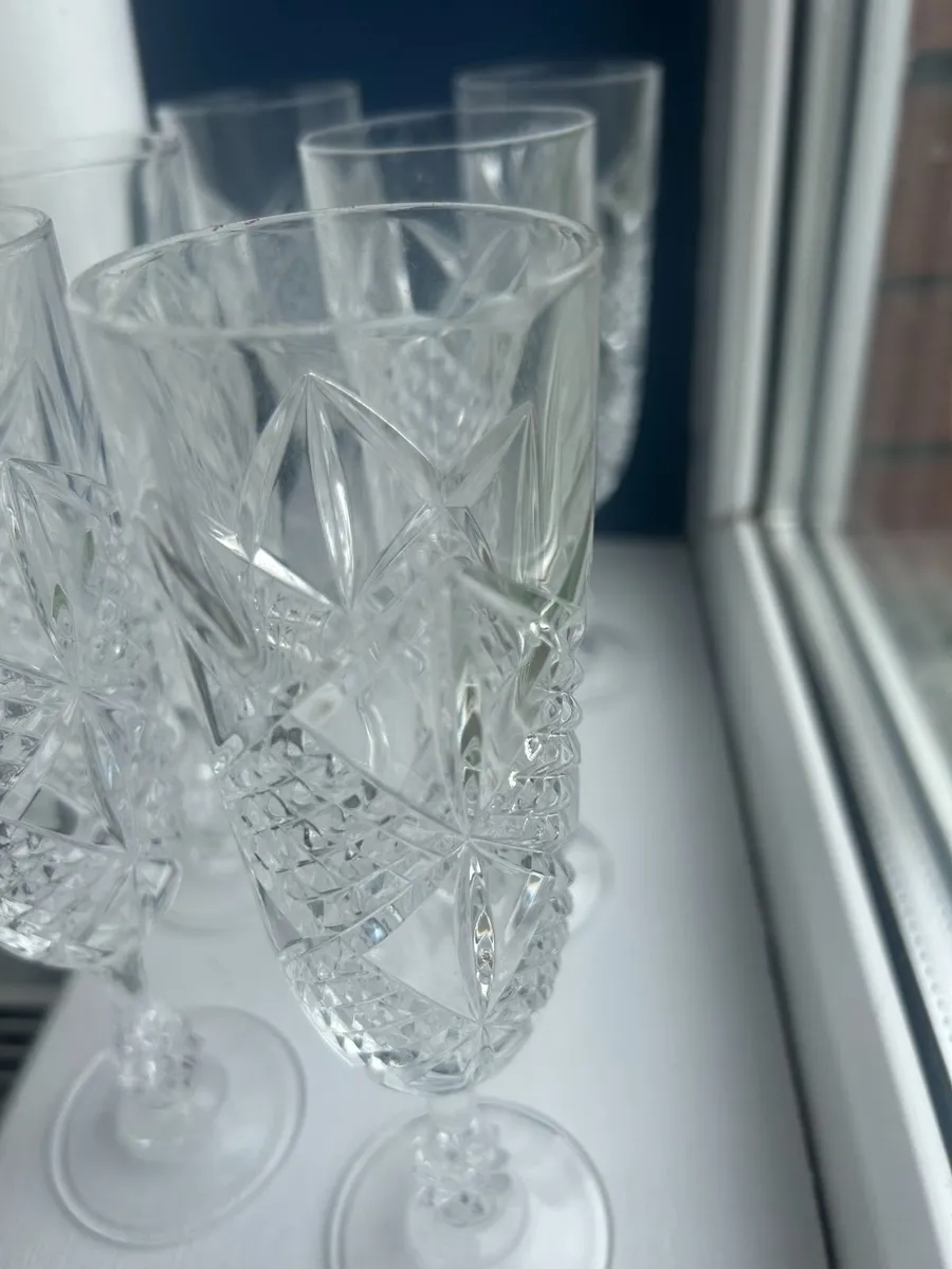 Vintage Cut Crystal Champagne Flutes (Set of 6) - Image 2
