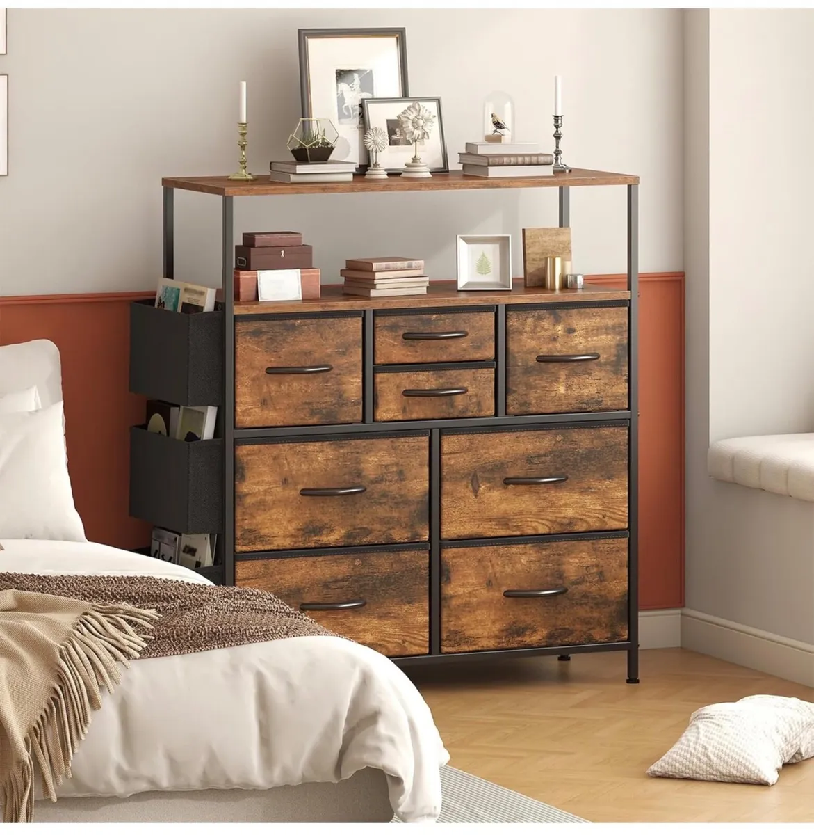 Tall Chest of Drawers, 8 Fabric Drawers Dresser wi - Image 1