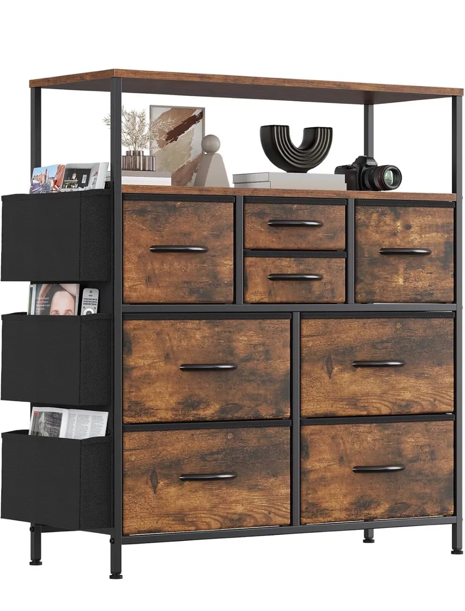 Tall Chest of Drawers, 8 Fabric Drawers Dresser wi - Image 1