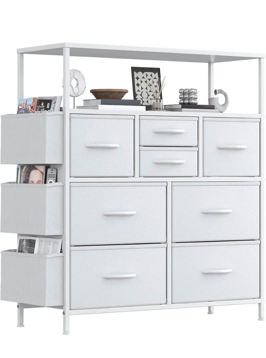 Tall Chest of Drawers, 8 Fabric Drawers Dresser wi - Image 1