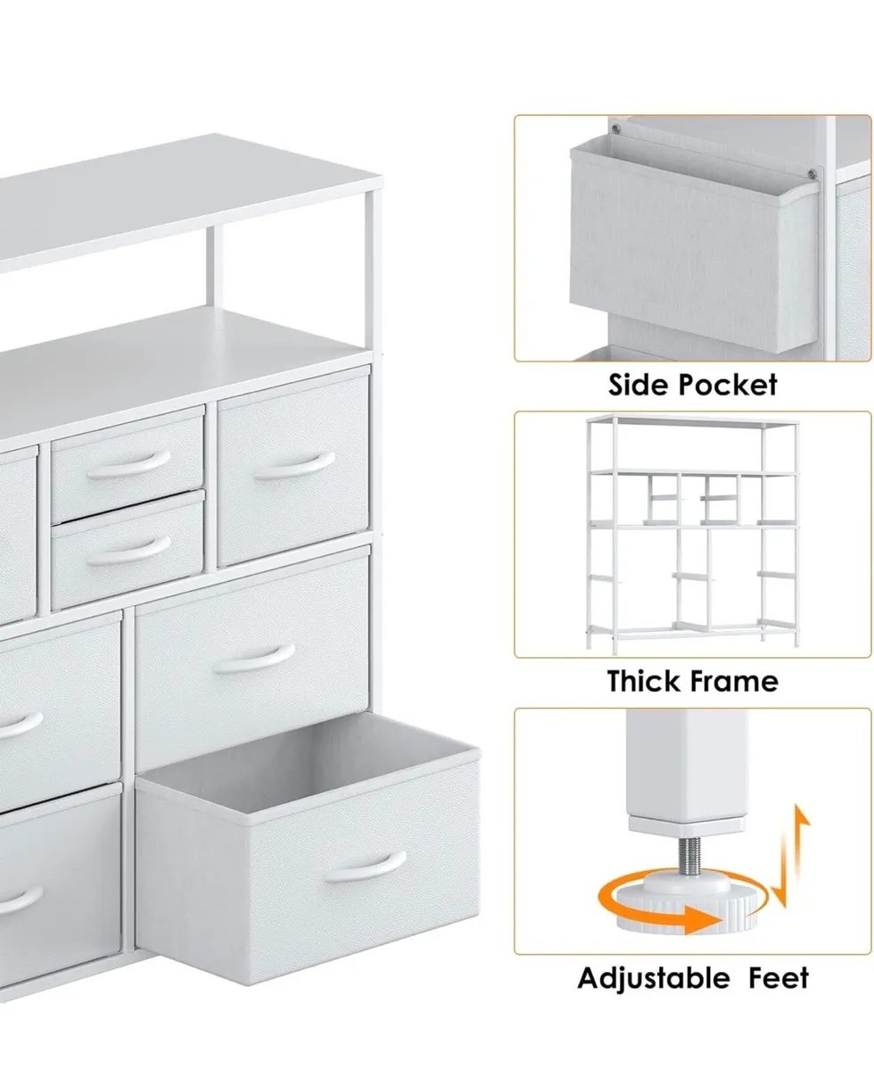 Tall Chest of Drawers, 8 Fabric Drawers Dresser wi - Image 3