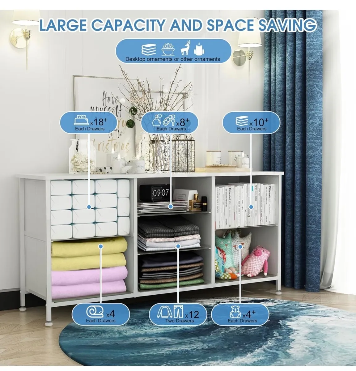 Chest of Drawers, Dresser for Bedroom with 7 Fabri - Image 3