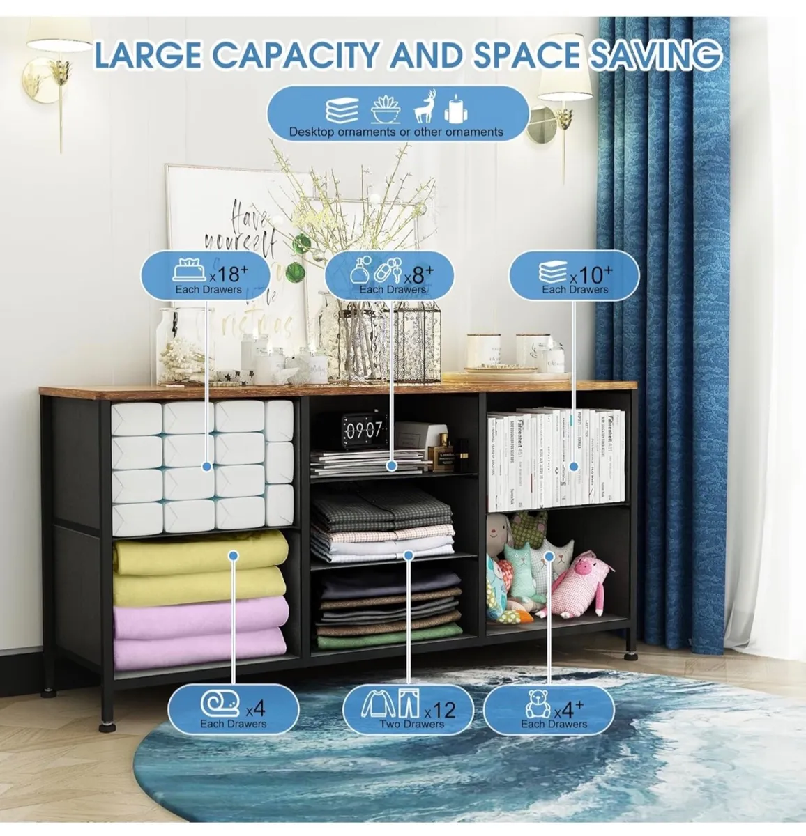Chest of Drawers, Dresser for Bedroom with 7 Fabri - Image 4