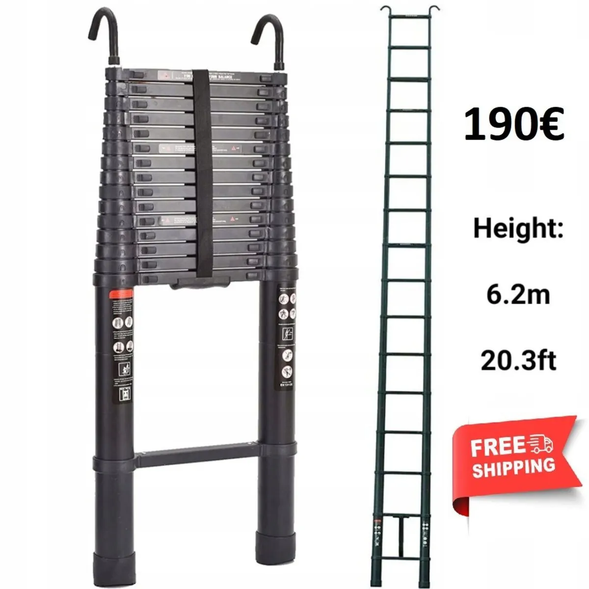 Portable Telescopic Ladder 6.2m 20.3ft - Image 1