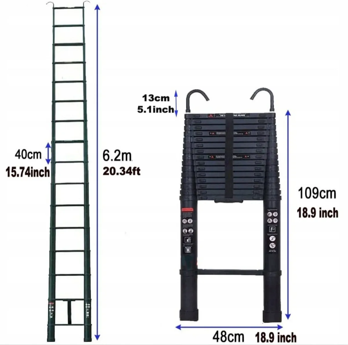 Portable Telescopic Ladder 6.2m 20.3ft - Image 2