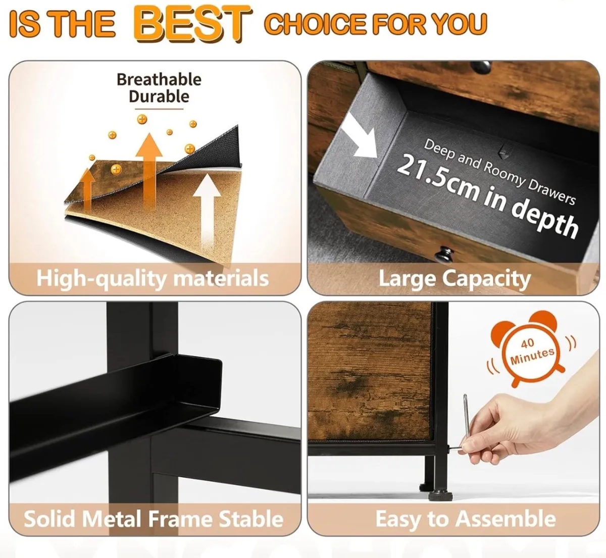 Chest of Drawers, Bedroom Furniture with 10 Large - Image 3