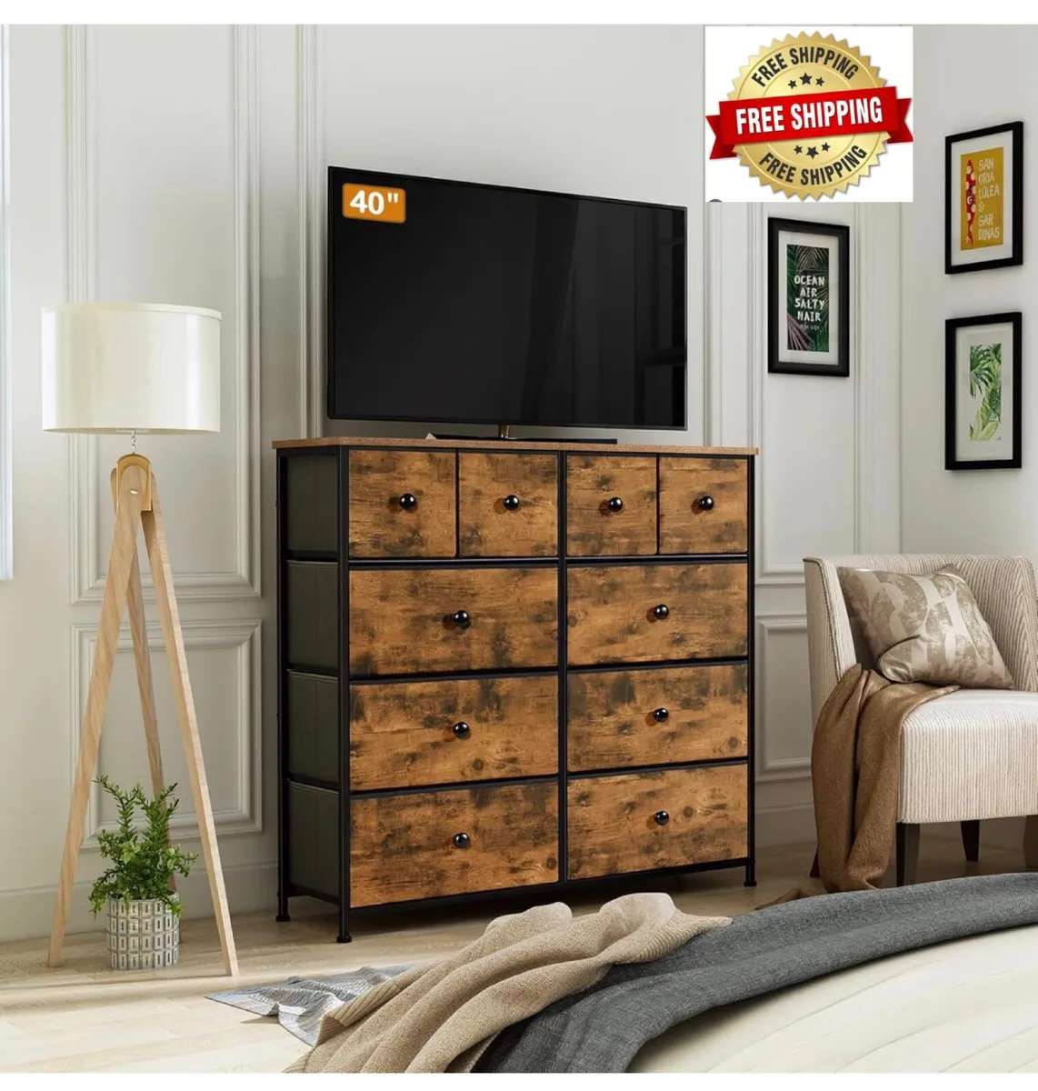 Chest of Drawers, Bedroom Furniture with 10 Large - Image 1
