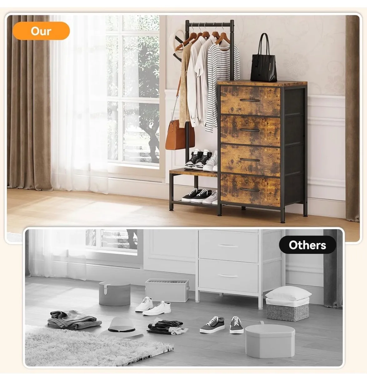 3 in 1 Chest of Drawers Bedroom, Including 4 Fabri - Image 3